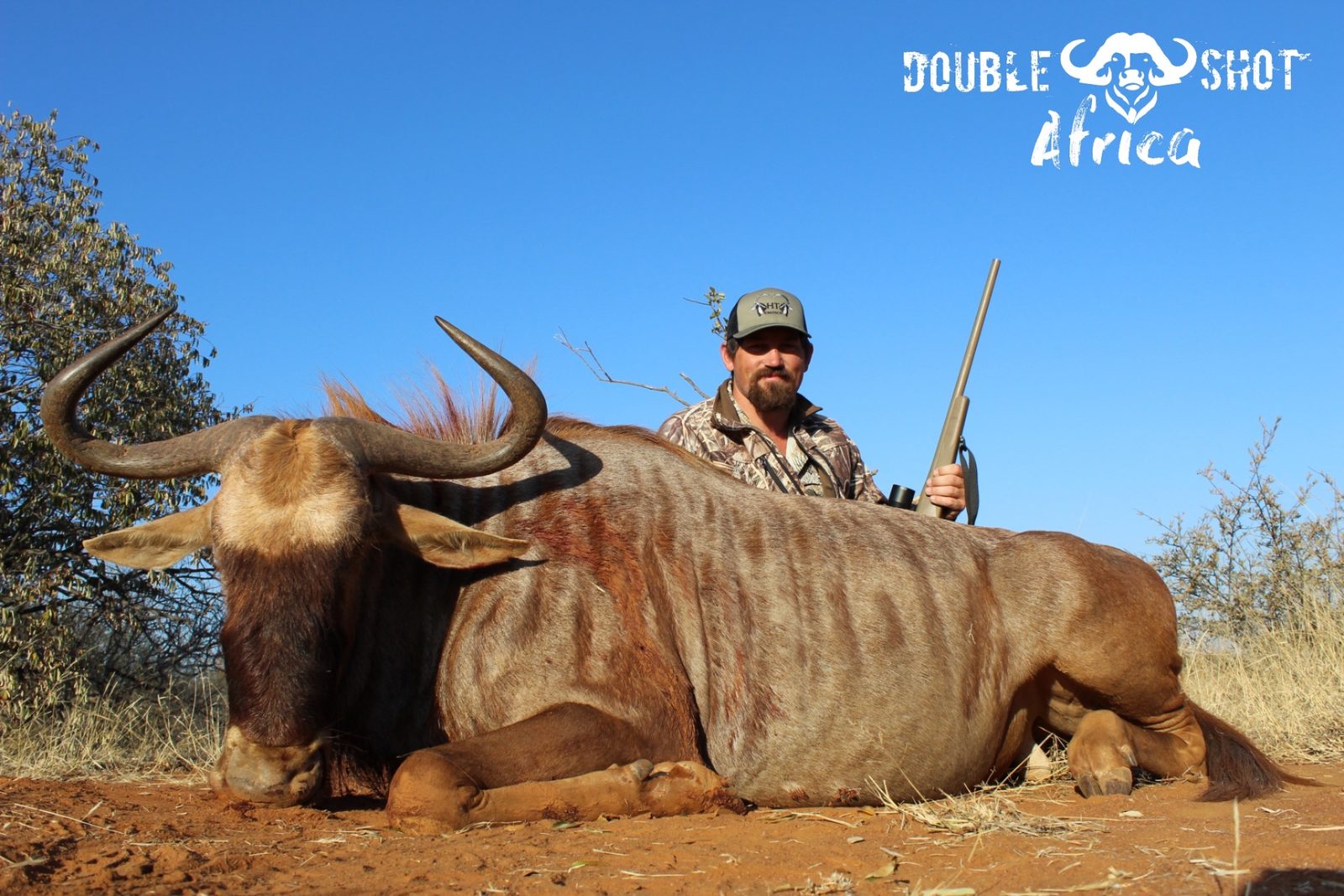 African safari trophy taken with Double Shot Outfitters