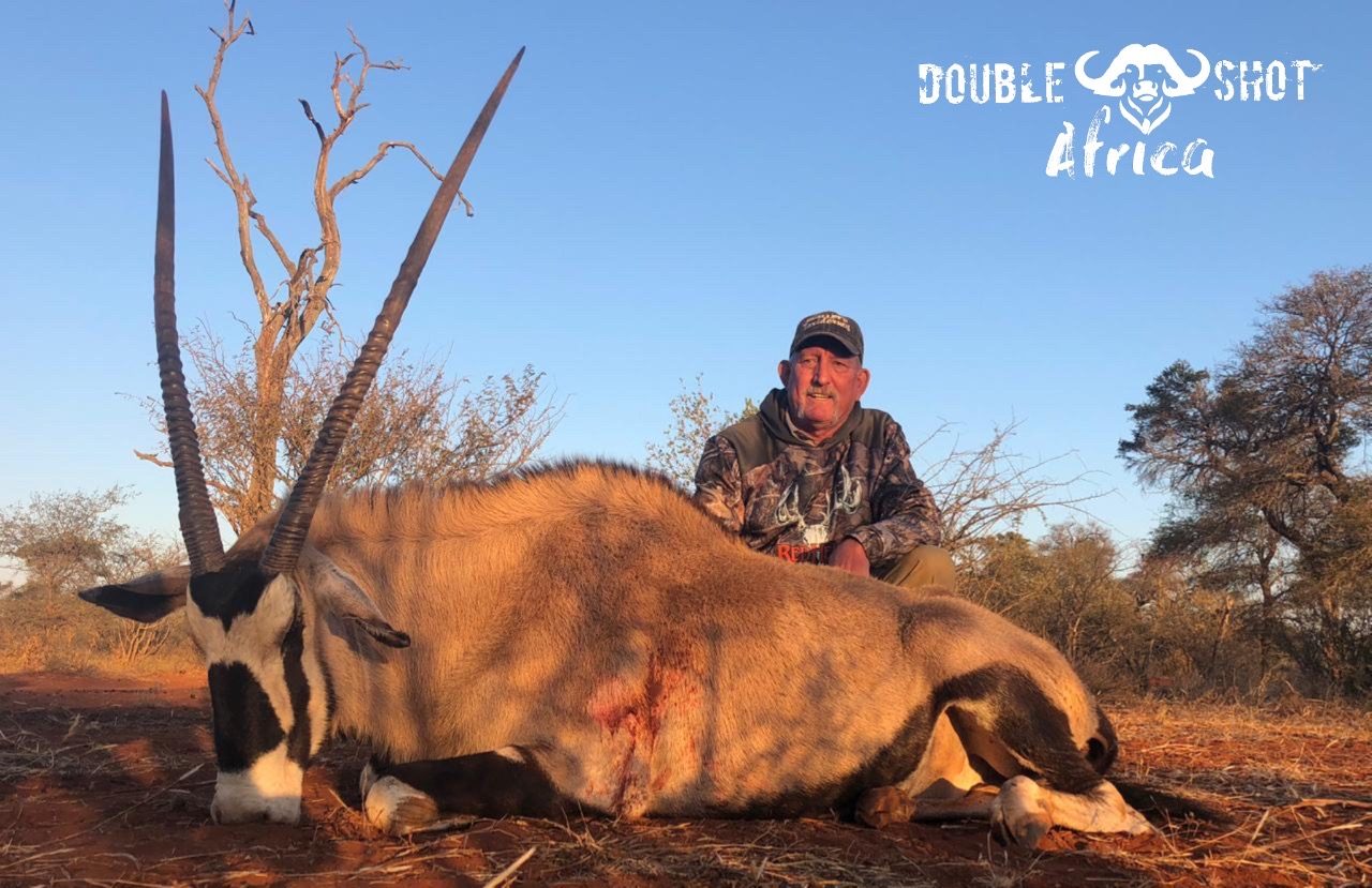 African safari trophy taken with Double Shot Outfitters