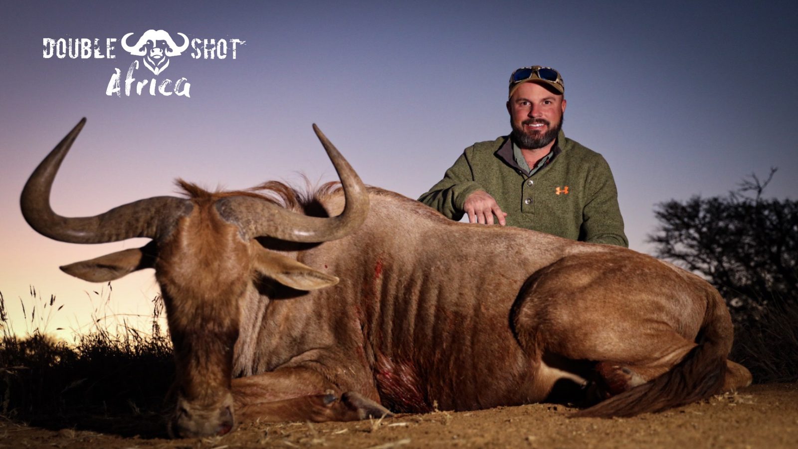 African safari trophy taken with Double Shot Outfitters