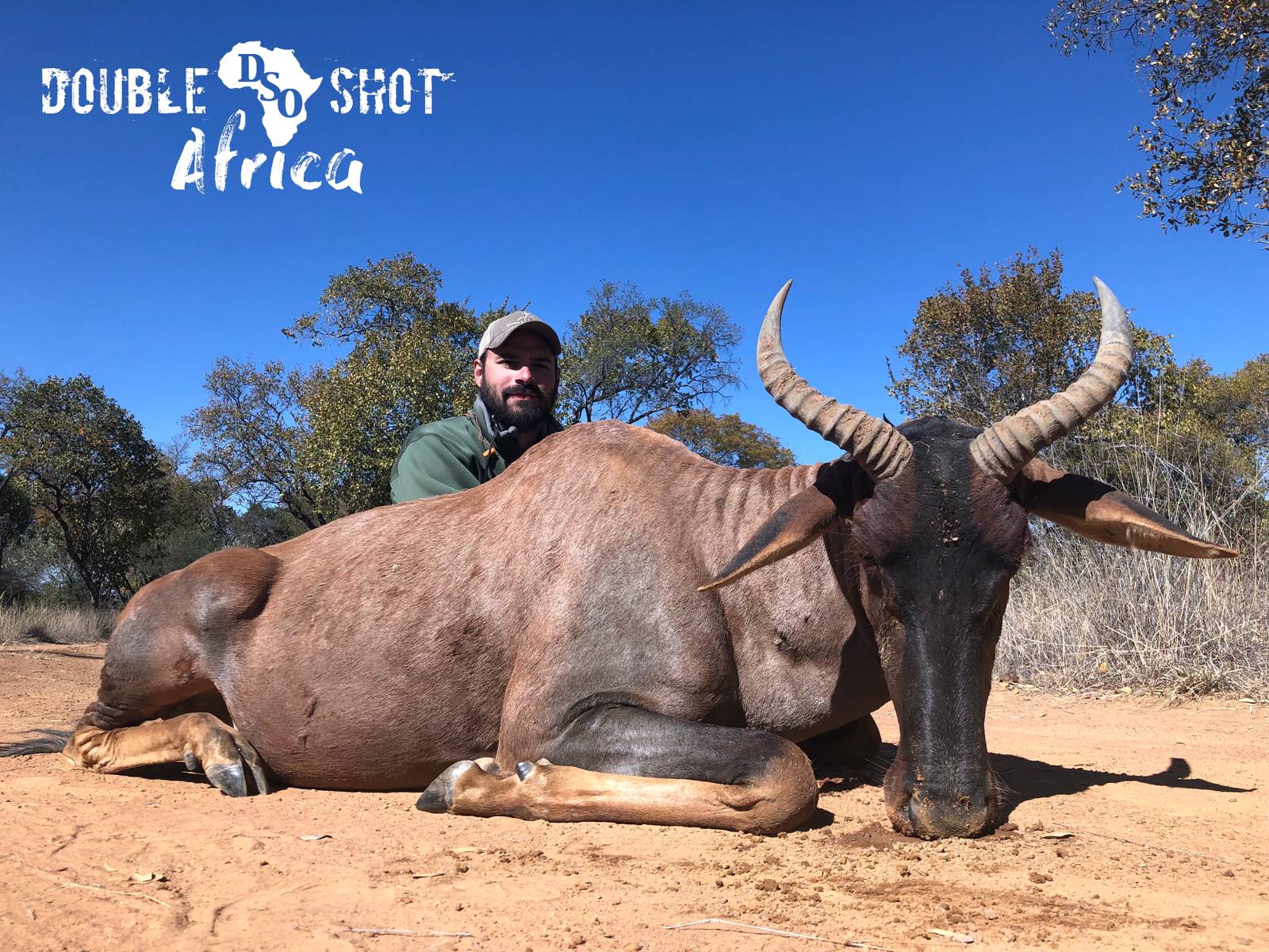 African safari trophy taken with Double Shot Outfitters