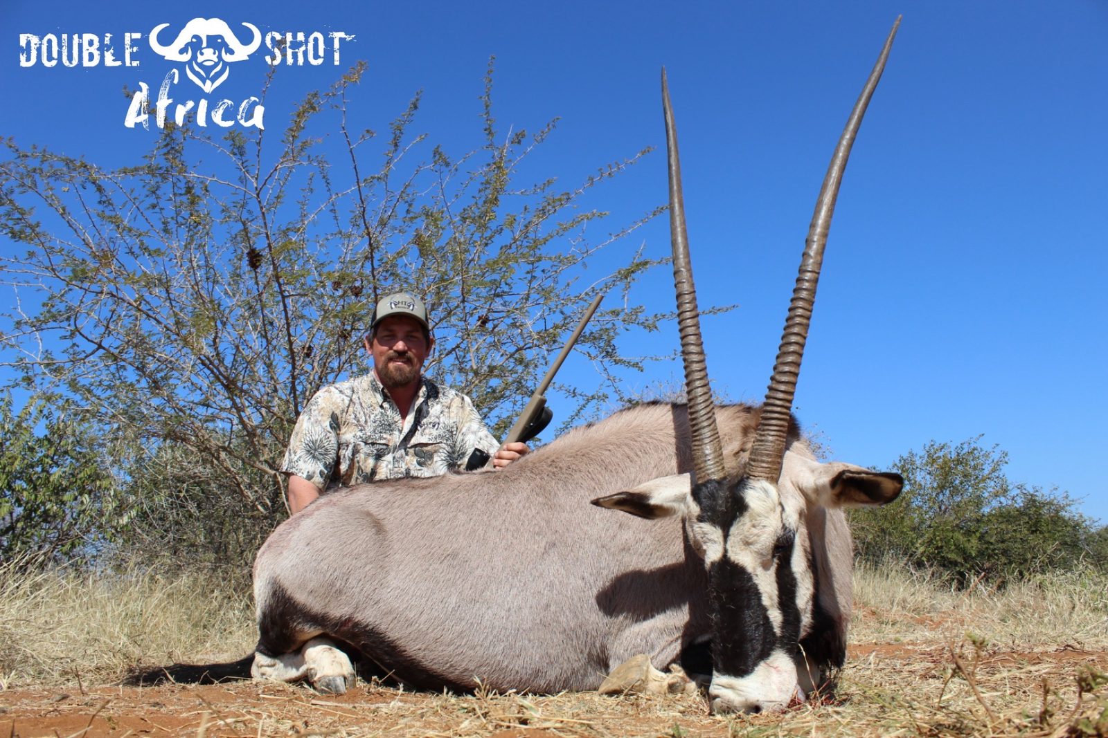 African safari trophy taken with Double Shot Outfitters