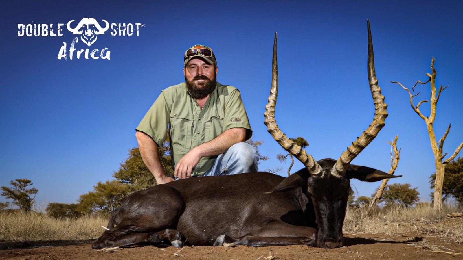 African safari trophy taken with Double Shot Outfitters