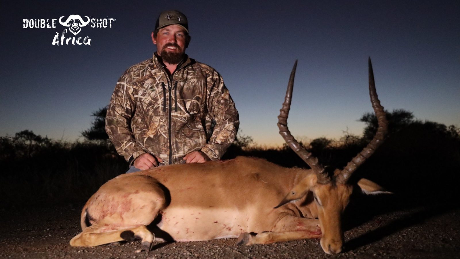 African safari trophy taken with Double Shot Outfitters