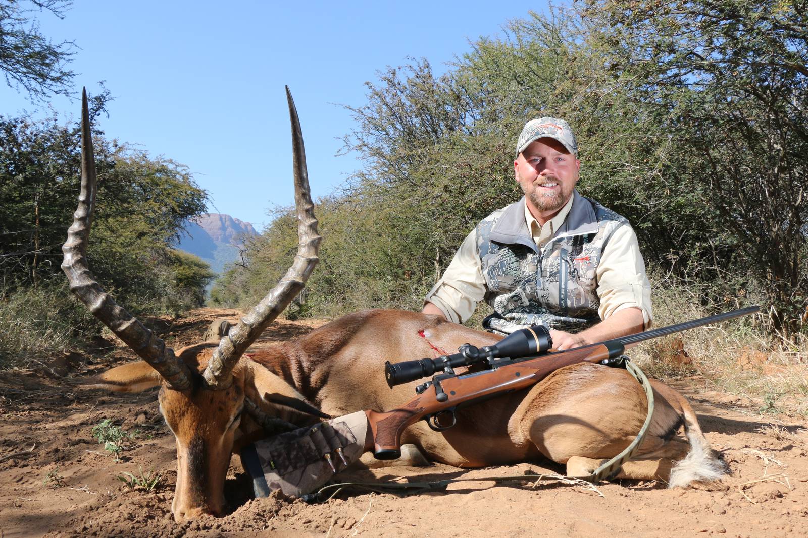 African safari trophy taken with Double Shot Outfitters