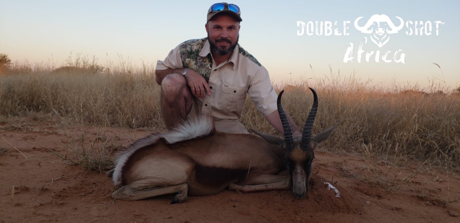 African safari trophy taken with Double Shot Outfitters