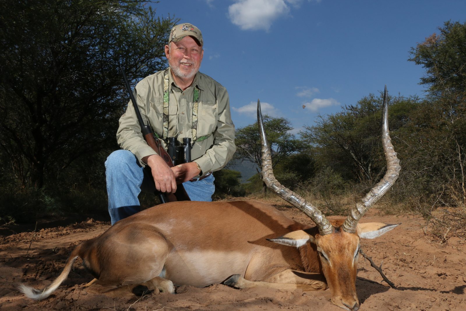 African safari trophy taken with Double Shot Outfitters
