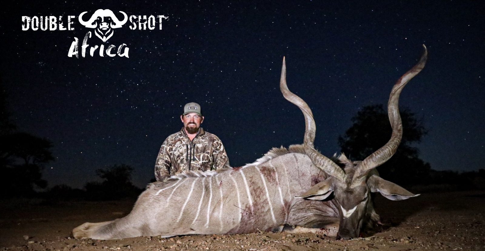 African safari trophy taken with Double Shot Outfitters