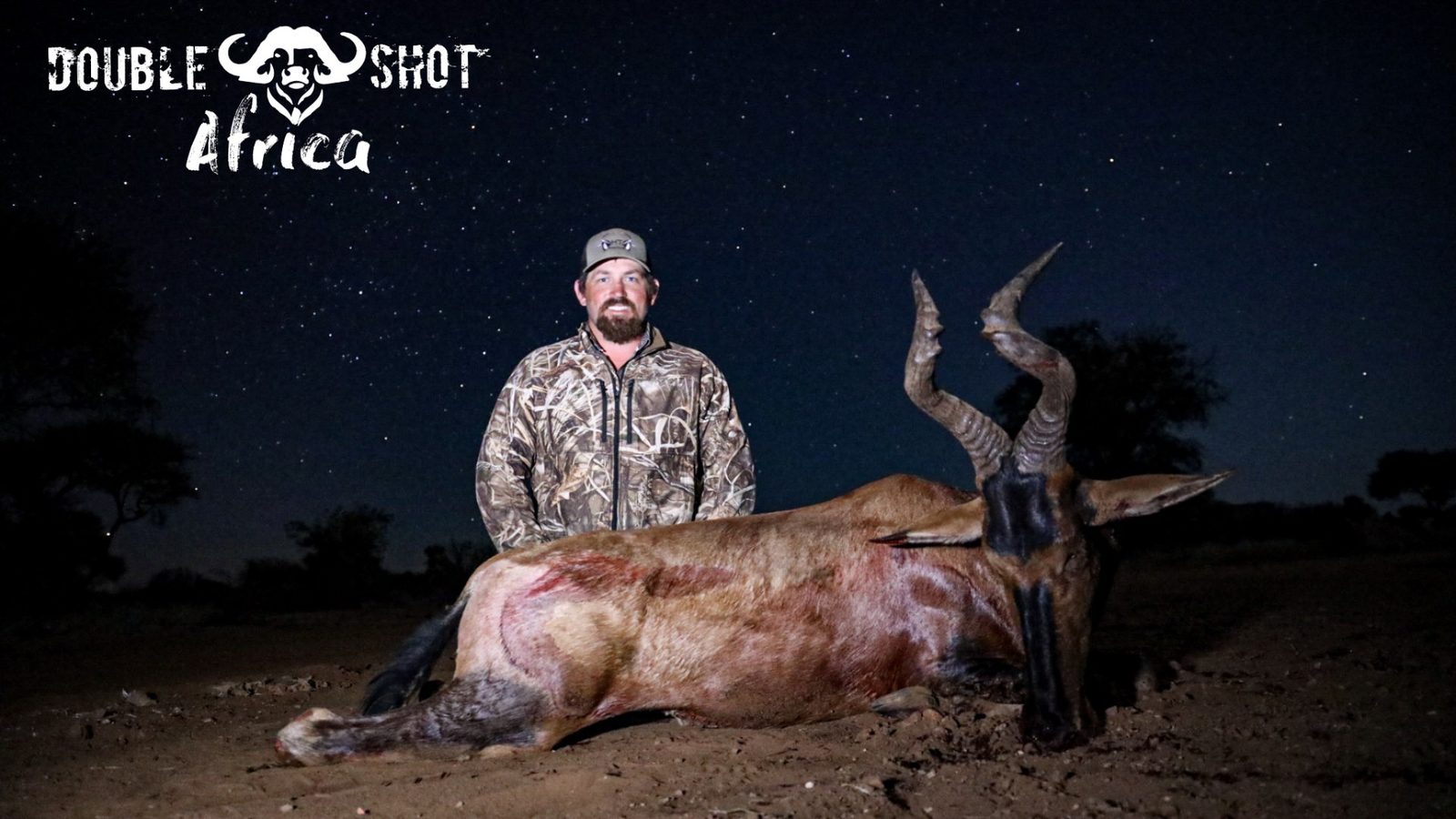 African safari trophy taken with Double Shot Outfitters